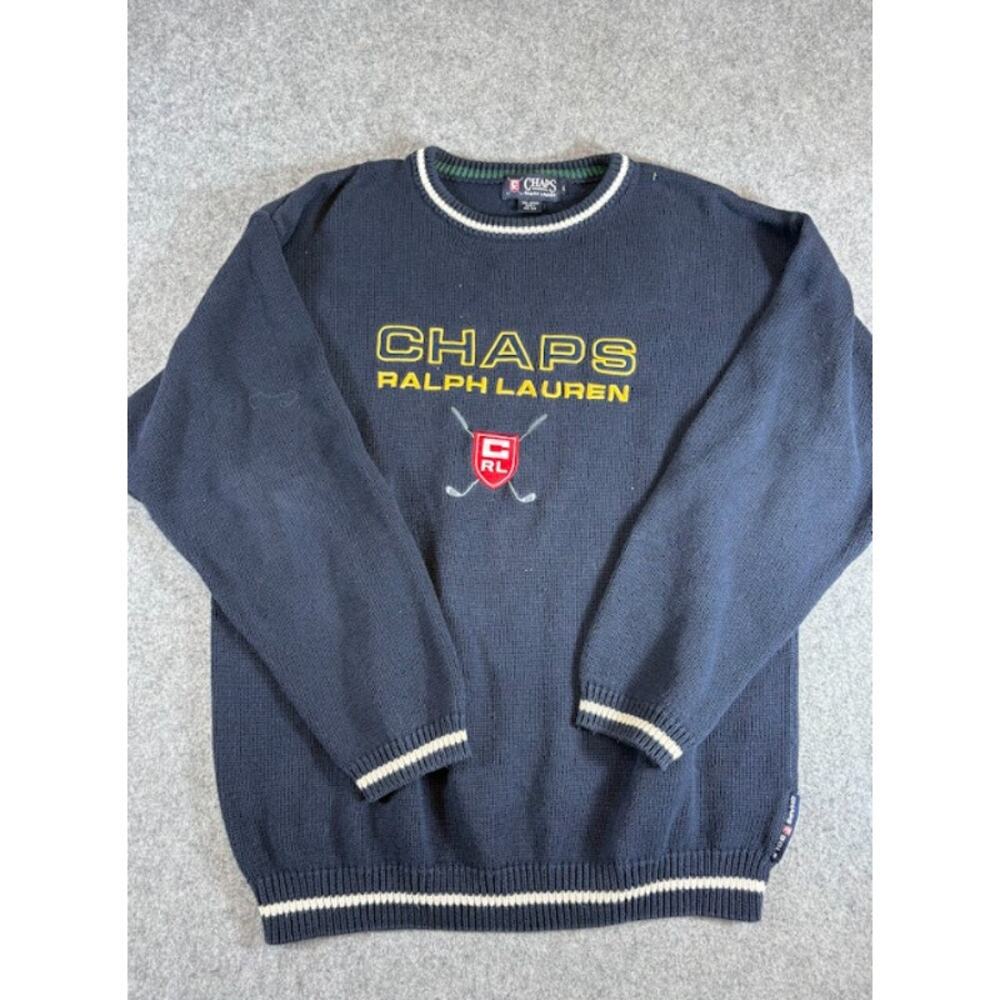VTG 90s Chaps Ralph Lauren Golf Sweater Men Large Crewneck Knit Preppy Old Money